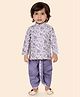 ETHNIKS NEURON Cotton Blend Woven Full Sleeves Paisley & Floral Printed Kurta Dhoti Set - Violet