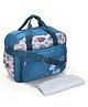 Multipurpose Diaper Tote Cum Sling Bag with Foldable Changing Mat - Blue| Multiple Bottle Holders| Dino Print| Adjustable Shoulder Strap|  Water Resistant| Carry Handle