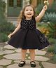 Lagorii Scuba Knit Sleeveless Bow Applique Detailed & Pearls Embellished Dress - Black