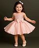 Lagorii Satin Woven Sleeveless Bow Applique Detailed & Sequins Embellished Dress - Peach