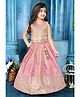 Lagorii Silk Woven Sleeveless Floral Embroidered & Sequins Embellished Lehenga Choli Set - Pink