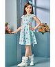 Lagorii Rayon Woven Cap Sleeves Floral Applique Detailed Dress - Blue