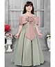 Lagorii Satin Woven Sleeveless Bow Embellished Box Pleated Gown - Green