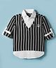 Dapper Dudes Full Sleeves Striped Tee With Attached Shirt - Black