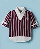 Dapper Dudes Full Sleeves Striped Tee With Attached Shirt - Maroon