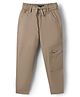 Pine Kids Cotton Elastane Woven Full Length Solid Colour Trouser Pant - Tan