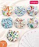 Babyhug Printed Reusable Cloth Diaper with Inserts Pack of 7 Free Size - Multicolour| Washable & Eco-friendly| Adjust to Suit Waist Size|Easy Snap Buttons|Soft & Skin Friendly| High Absorbency Inserts