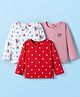 Babyhug 100% Cotton Knit Full Sleeves T-Shirts with Floral Print Pack of 3 - Red White & Pink