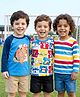 Babyhug 100% Cotton Knit Full Raglan Sleeves T-Shirts with Stripes & Animal Print Pack of 3 - White & Blue