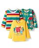 Babyhug 100% Cotton Knit Full Sleeves T-Shirts with Stripes & Animal Print Pack of 3 - Green & Yellow