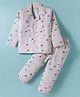 Rikidoos Full Sleeves Cars Printed Coordinating Night Suit Set - Light Beige
