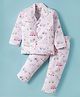 Rikidoos Full Sleeves Vehicles Printed Coordinating Night Suit Set - Baby Pink