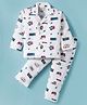 Rikidoos Full Sleeves Typography Printed Coordinating Night Suit Set - White