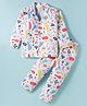 Rikidoos Full Sleeves Abstract Printed Coordinating Night Suit Set - White