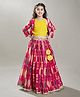 Bitiya By Bhama Silk Woven Three Fourth Sleeves Abstract  Printed Flared Lehenga Choli Set - Pink