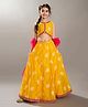 Bitiya By Bhama Silk Woven Sleeveless Floral Printed Flared Lehenga Choli Set With Dupatta - Yellow