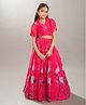 Bitiya By Bhama Silk Woven Half Sleeves Floral Printed  Lehenga With Choli - Pink