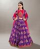 Bitiya By Bhama Silk Woven Three Fourth Sleeves Ikat  Printed & Sequin Embellished  Lehenga Choli With Dupatta - Purple
