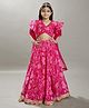 Bitiya By Bhama Silk Woven Flutter Sleeves Bandhani  Printed & Gota Lace Embellished Lehenga Choli With Dupatta - Pink