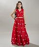 Bitiya By Bhama Silk Woven Sleeveless Hearts Embroidered Lehenga Choli - Red