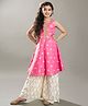 Bitiya By Bhama Silk Woven Sleeveless Ethnic Floral  Printed  Kurta Sharara Set - Pink