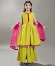 Bitiya By Bhama Silk Woven Sleeveless Ethnic Motif Printed Flared Kurta Sharara Set With  Dupatta - Green