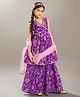 Bitiya By Bhama Silk Woven Three Fourth Sleeves Bandhani Printed Flared Kurta Sharara Set With Dupatta - Purple