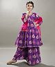 Bitiya By Bhama Silk Woven Three Fourth Sleeves Ikat Printed Flared Kurta Palazzo Set With Dupatta - Purple