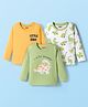 Babyhug 100% Cotton Knit Full Sleeves T-Shirts with Dino Print Pack of 3 - Yellow Light Green & White