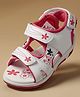 Toothless Floral Printed Double Velcro Closure Sandals - White