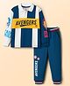 Babyhug Marvel Single Jersey Knit Full Sleeves Cut & Sew Sweatshirt & Trackpant Set with Avengers Graphics - Navy Blue & White
