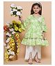 MODISH COUTURE Cotton Woven Three Fourth Sleeves Tie Dye & Gota Lace Embellished Kurti Palazzo Set - Green & White
