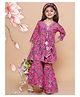 MODISH COUTURE Cotton Woven Three Fourth Sleeves Floral Printed & Gota Lace Embellished Kurti Sharara Set - Pink
