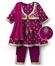 EARTHY TOUCH Single Jersey Knit Three Fourth Sleeves Kurta Salwar & Dupatta Set With Floral Foil Print - Purple