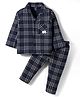 CUCUMBER Sinker Woven Full Sleeves Night Suit With Checks - Navy Blue