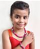 Lime By Manika Navratri Theme Bead Embellished & Metal Applique Detailed Necklace & Bracelet Set - Dark Pink & Oxidised Silver