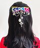 Lime By Manika Navratri Theme Bow Applique Detailed Embroidered Charms & Chains Embellished Banjaran Jewelled Hair Clip - Multi Colour