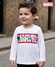 Babyhug Marvel Single Jersey Knit Full Sleeves T-Shirt with Avengers Graphic with Badge Detailing - White