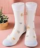 Yellow Bee Cotton Mushroom & Hearts Designed Socks - White