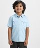 Nautinati Cotton Knit Half Sleeves Solid Shirt - Light Blue
