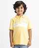 Nautinati Cotton Knit Half Sleeves Hello Ocean Text Puff Printed Polo Tee - Yellow