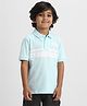 Nautinati Cotton Knit Half Sleeves Whale Puff Printed Polo Tee - Blue