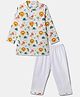 Nautinati Cotton Knit Full Sleeves Animals Printed Kurta Pyjama Set - Multi Colour