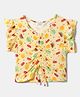 Nautinati Rayon Knit Short Sleeves Fruits Printed Top -Yellow
