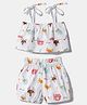 Nautinati Cotton Knit Sleeveless Animals Printed Top And Shorts Set - White