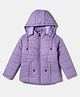 Nautinati Knit Full Sleeves Solid Hooded Puffer Jacket - Lavender