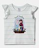 Nautinati Cotton Knit Half Sleeves Disney Featuring Elsa & Anna Printed Tops -White & Multi Colour