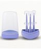 Toddley 3 Pcs Silicone Baby Toothbrush Set For 6+ Months Includes Newborn Tongue Cleaner, U-Shaped Toothscrubber, Soft Gum Massager With Travel Case Infant Oral Care, Blue