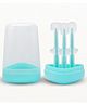 Toddley 3 Pcs Silicone Baby Toothbrush Set For 6+ Months Includes Newborn Tongue Cleaner, U-Shaped Tooth scrubber, Soft Gum Massager With Travel Case Infant Oral Care, Turquoise