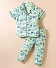 CUCUMBER Sinker Woven Half Sleeves Co-ords Night Suit With Vehicle Print - Green